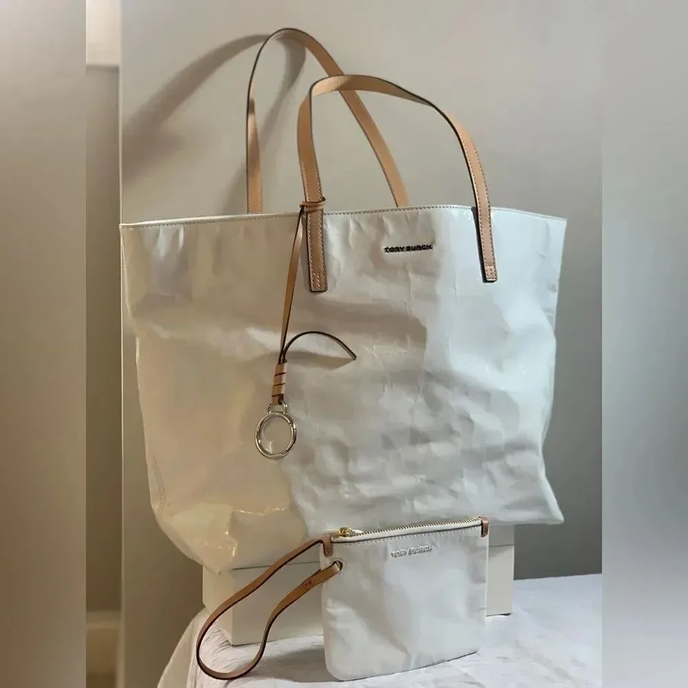 Tory Burch Milo Tote and Pouch - White